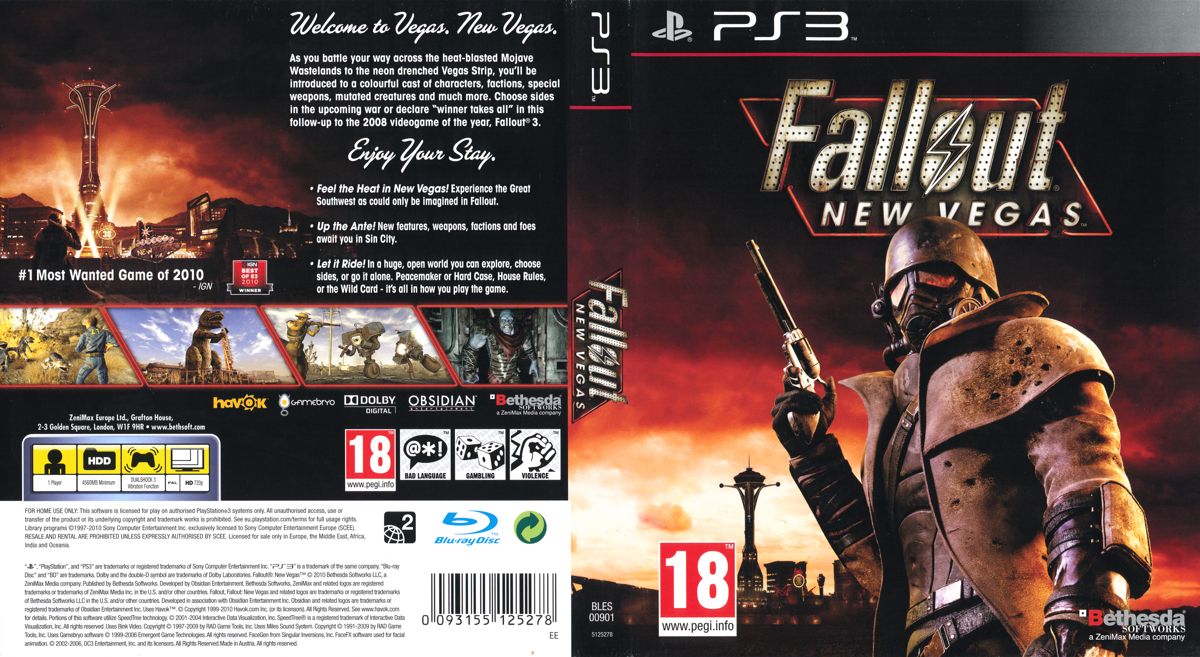 Fallout: New Vegas box art for Playstation 3